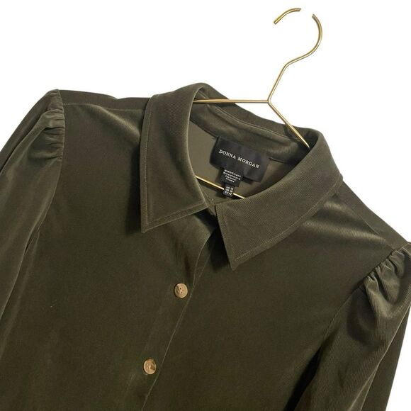 Donna Morgan Sage Green Corduroy Dress W/Pockets Long Sleeve Size 12 - Picture 4 of 9